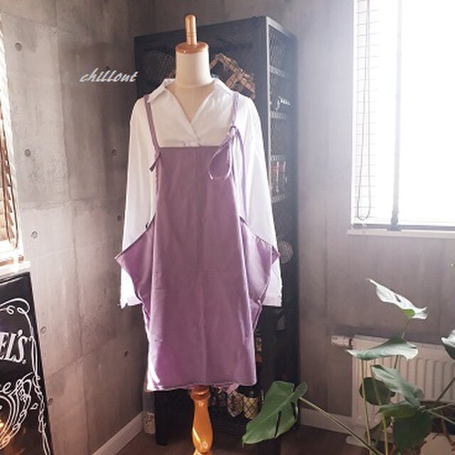 【背中がかわいい】エプロンドレス：ダンガリーオークル【0388】