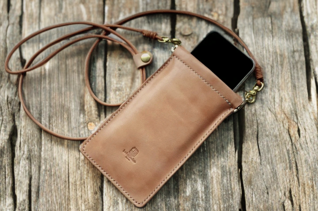 本革スマホショルダー ポーチ 栃木レザー iPhone android