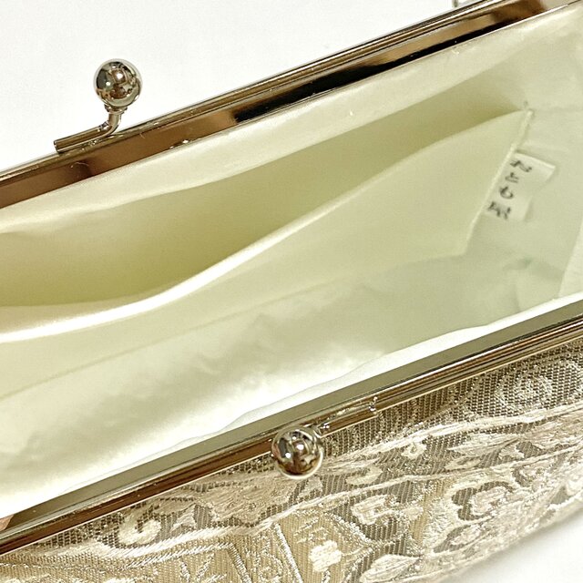 西陣織 プラチナ箔 シルバー クラッチバッグ パーティーバッグ