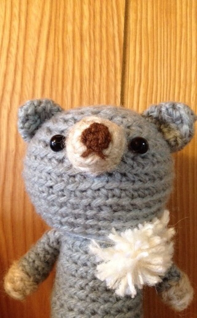 手編みクマちゃん グレーの画像1枚目