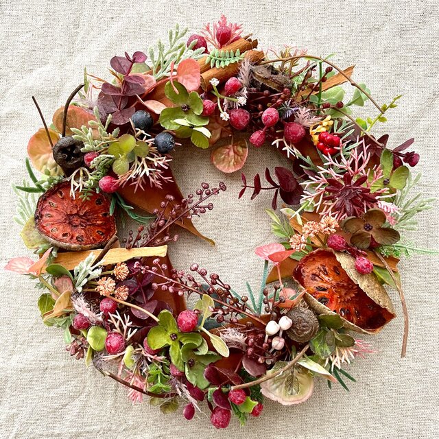 シナモンとヘーゼルナッツ＊焦がしブラウンのリース