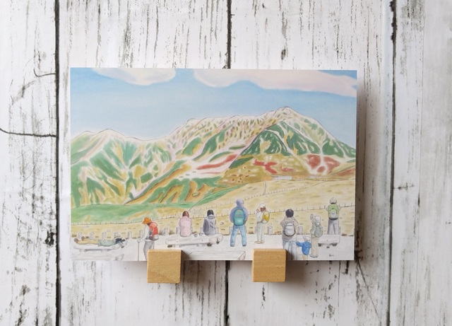 選べる3枚】『立山室堂にて』 ポストカード 山 登山 立山 秋 紅葉 絵