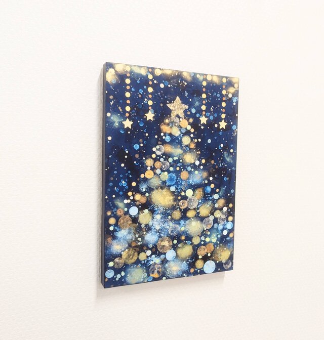 クリスマスツリー雪と星の夜(アクリル原画) | iichi 日々の暮らしを