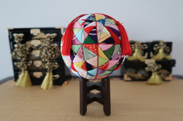 3663 手毬 平安絵巻 十二単 金襴 木目込みまり 置物 3663 手毬 平安