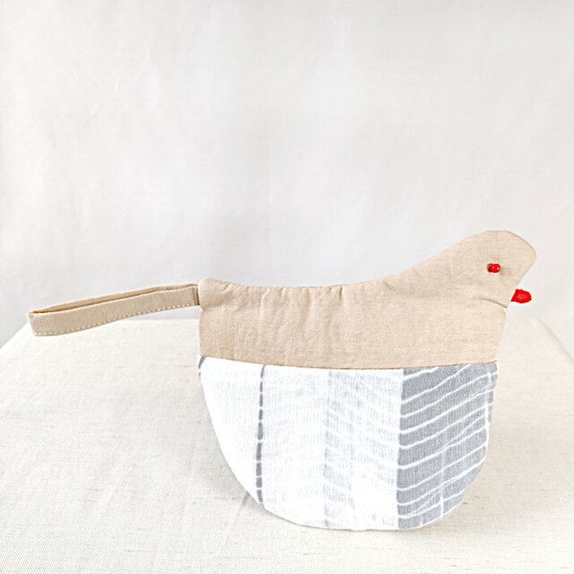 ほっこりするリメイク鳥さんオーブンミット(手筋絞りコットンガーゼと大人ピンクの鳥さん鍋つかみ)