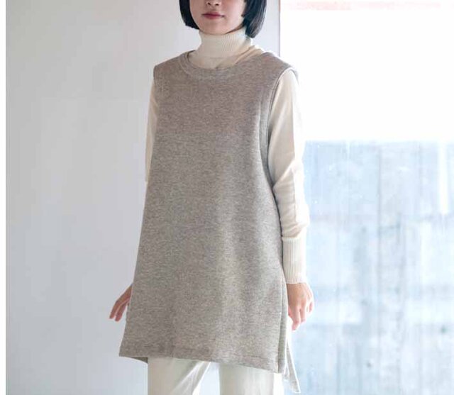トクコベストウールチュニックお値下げ Organiccotton ヤク裏起毛ニットチュニックベスト | iichi 日々の