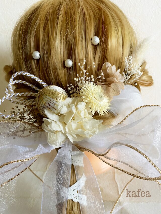 ☆チュールリボンシリーズ2 髪飾り ヘッドドレス 結婚式 成人式 卒業式 iichi  日々の暮らしを心地よくするハンドメイドやアンティークのマーケットプレイス