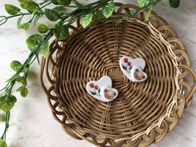 くま チューリップ ツインハート 箸置き 2個セット | iichi 日々の