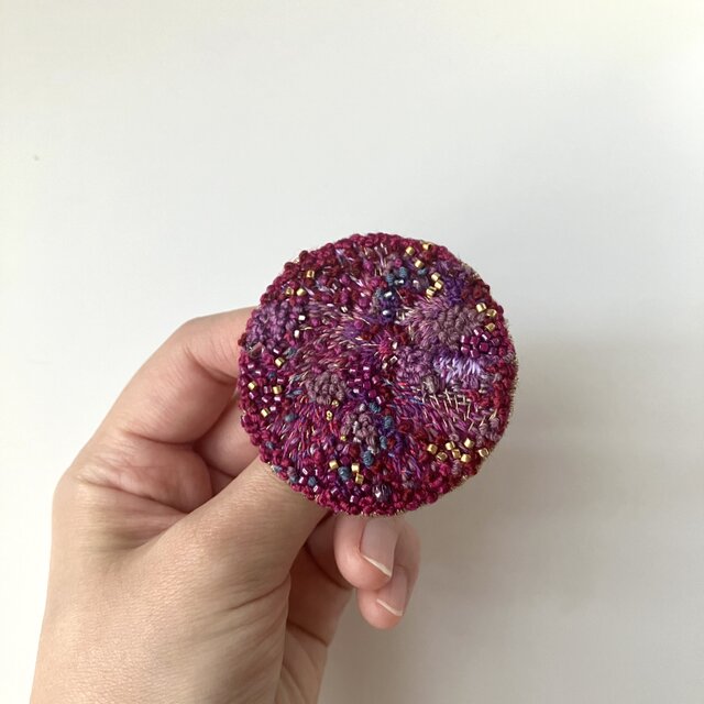 " EN" Autumn purple "      刺繍ブローチ