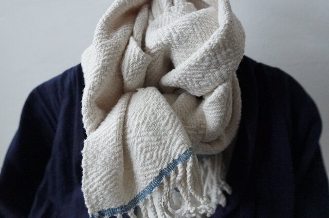 organic cotton shawl_handwoven/white2