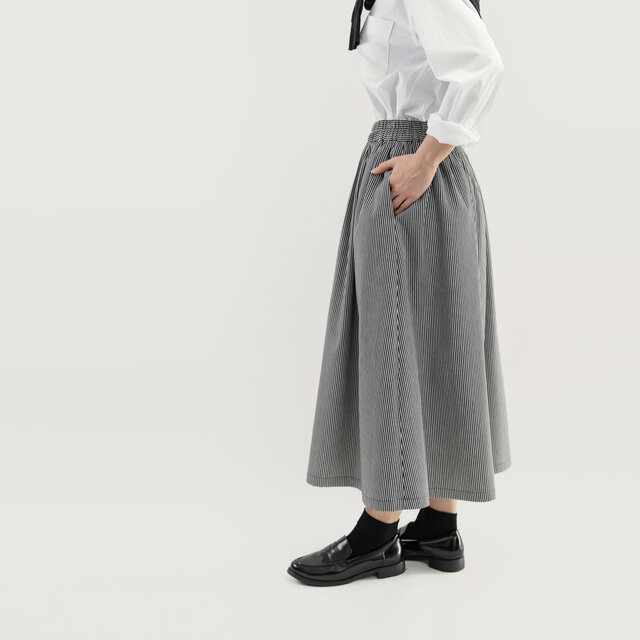 ○終売SALE・15%OFF○岡山デニム ストライプ 濃紺・オフ白 ロング