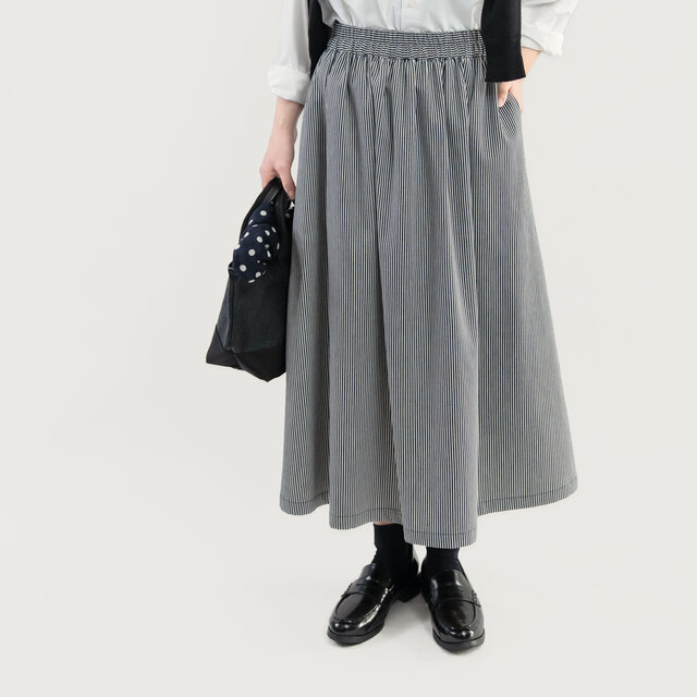 ○終売SALE・15%OFF○岡山デニム ストライプ 濃紺・オフ白 ロング