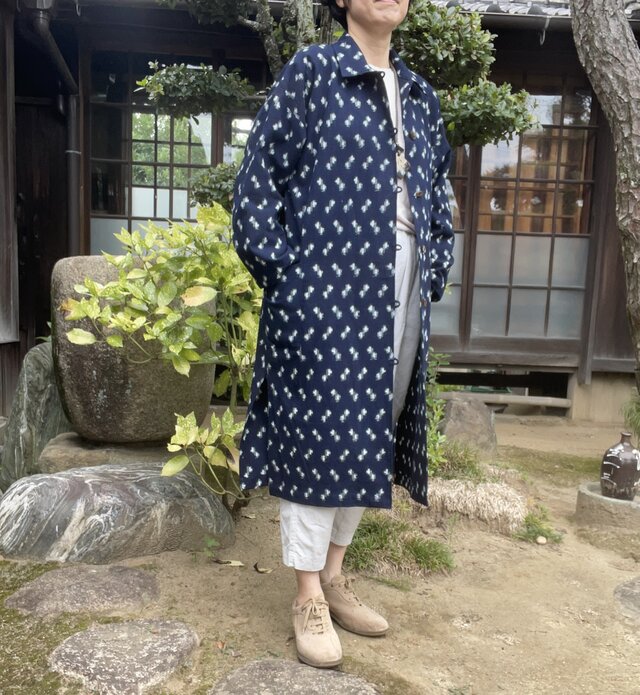 琉球絣の着物リメイク・コート
