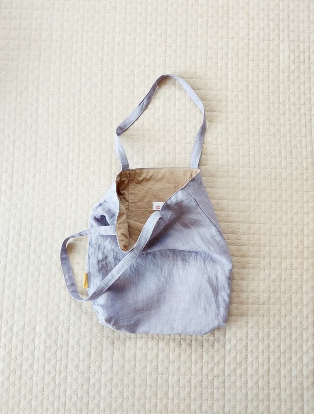 リネンの肩掛けbag 　薄紫 A
