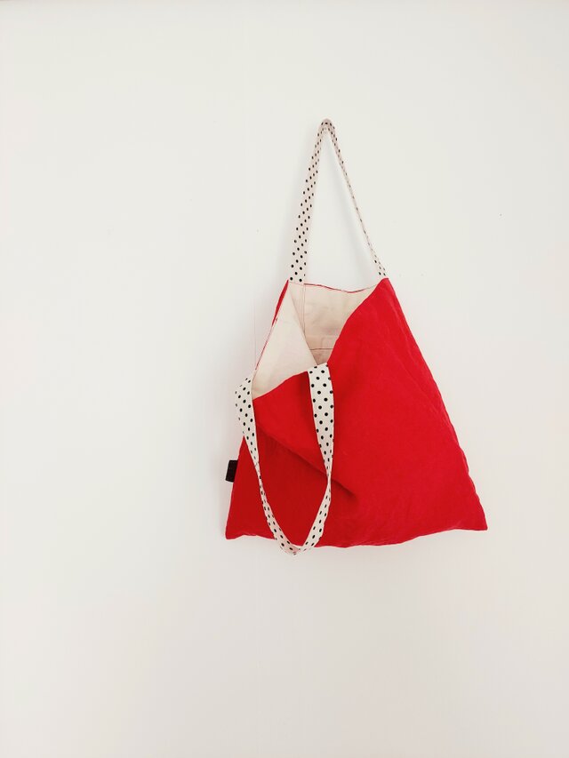 シンプルトートbag　あか+水玉