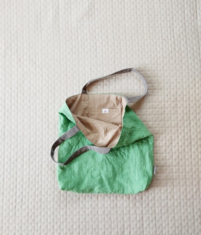 肩掛けbag 　緑+グレー B