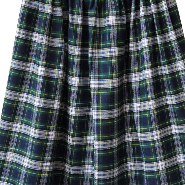 即納】タータンチェック ロングスカート（グリーン）緑 × 白 × 紺 起毛 