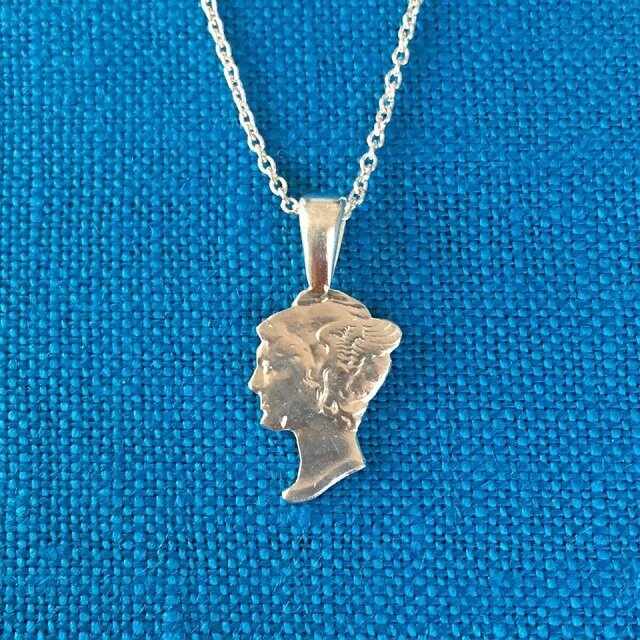 彫金ジュエリー　コインペンダント　マーキュリーペンダント　シルバーペンダント