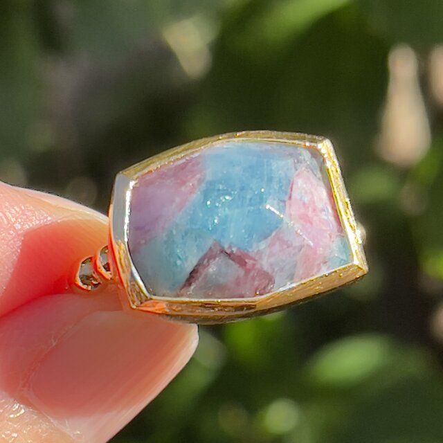 パライバトルマリン　変形6角形立体的カット　シルバーSV925リング