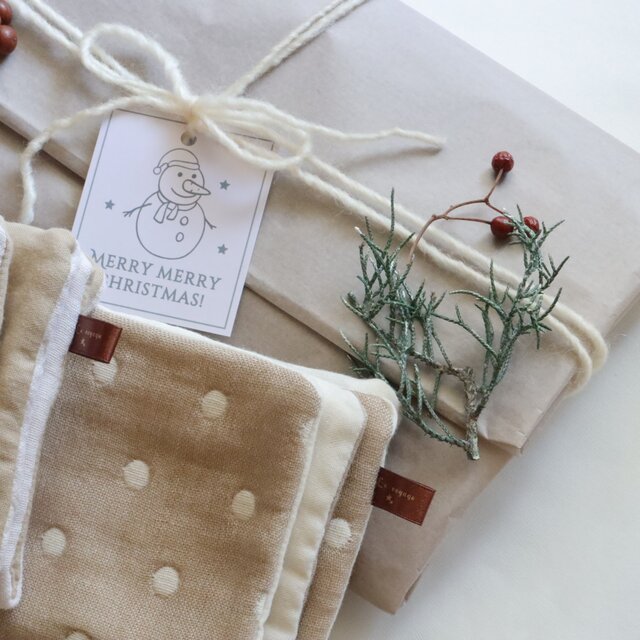 ブラウン×生成り（長方形）もっちり6重ガーゼとなめらかダブルガーゼの