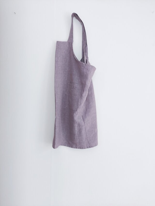 天日干しリネンエプロン 　ライラック   short