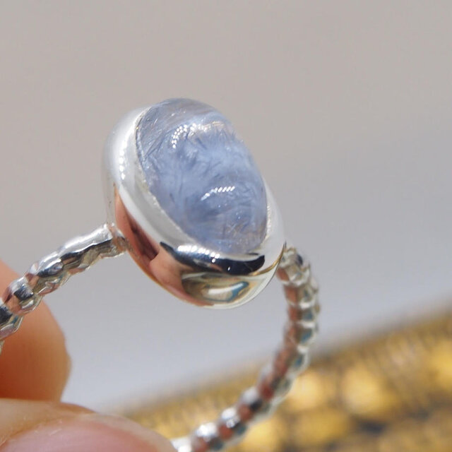 14号淡色デュモルチェライトインクォーツ　SVリング