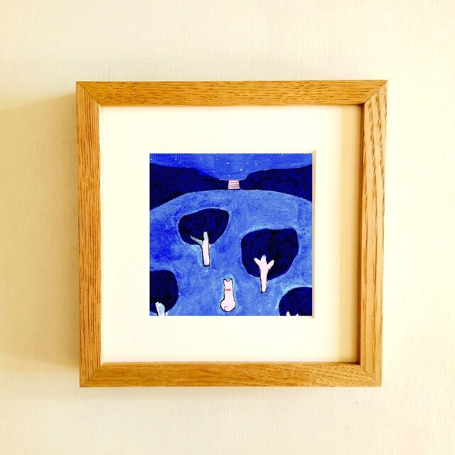 原画・イラスト】「夜空」 ※木製額縁入り（18㎝角） | iichi 日々の