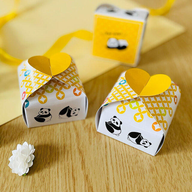パンダのプチギフトボックス〈3枚入〉ラッピング 箱 プチギフト 小物 パッケージ バレンタイン ウエディング 結婚式