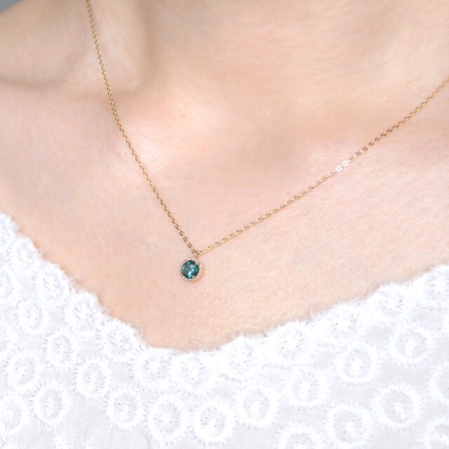 K10YG】グリーントルマリンのミルグレインネックレス | iichi 日々の