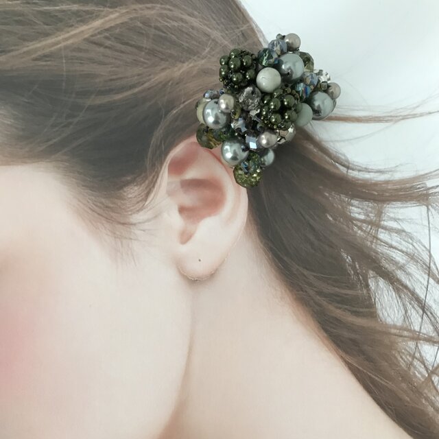 ビーズボール の ビジュー クロッシェ シュシュ グリーン 緑