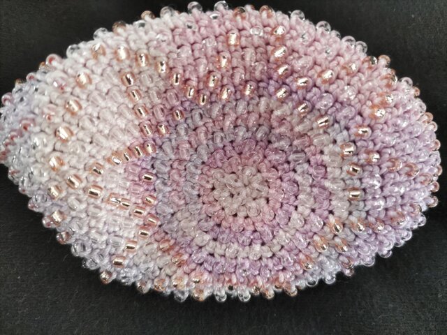 ビーズがま口ハンドメイド、魅惑のピンク4点セット ビーズ刺繍のがま口 4 ピンク オレンジ マチなしポーチ | 月に