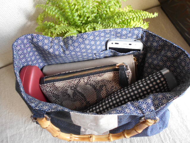 【まっきーです オーダー品】白大島紬リメイク2ウェイ大トートバッグ 着物リメイク 大島紬のシックなトートバッグ【DIY】【手芸