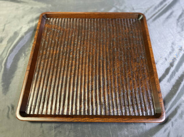 欅杢拭漆盆・我谷盆 トレー 折敷 320mm×320mm×24mm IM582 IM583 IM584の画像1枚目