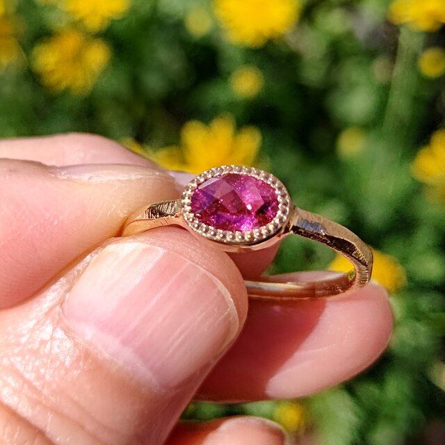 ピンクトルマリン オーバル チェッカーカット 0.68ct シルバーSV925リングの画像1枚目