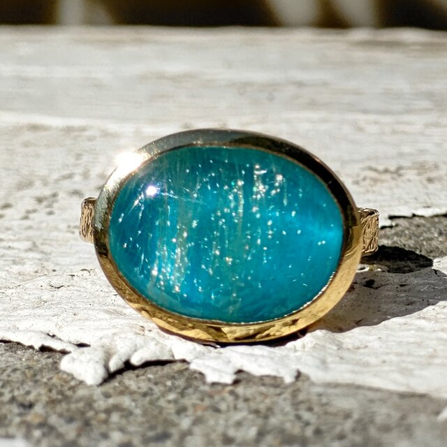 ルチルクォーツ × ターコイズ ダブレット 輝く霧雨の景色 シルバー