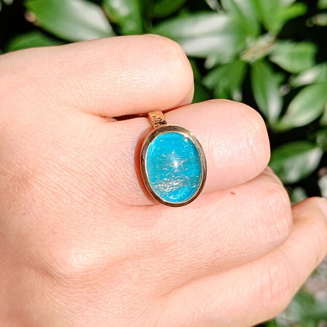 美品 agete K10ターコイズ ルチルクォーツ ダブレットチャーム agete（アガット）の「K10ターコイズチャーム（チャーム）」 - WEAR