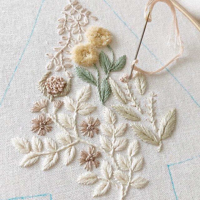 パステルカラー♡ 刺繍キット 刺繍 ハンドメイド フランス刺繍 図案印刷 - 素材/材料