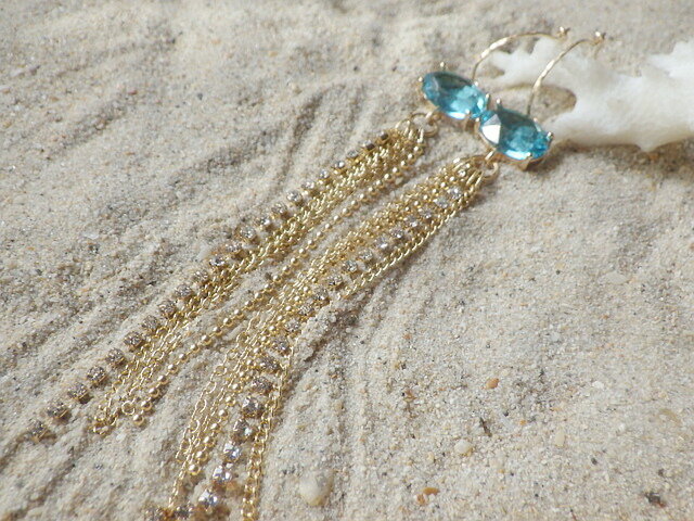 【そると】クラゲイヤリング Blue faceted glass Jellyfish Earrings クラゲイヤリング・ピアス