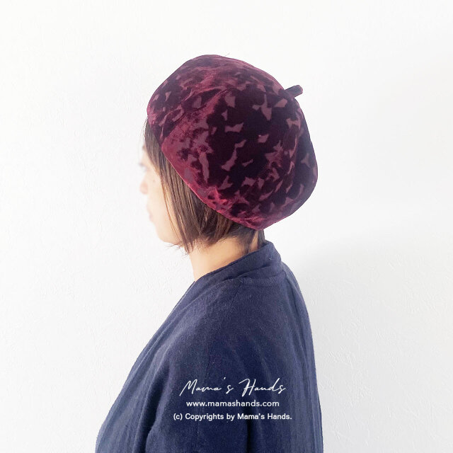 《大人のワインレッド》おしゃれな 別珍 ベルベット 秋 冬 春 ナチュラル かぼちゃ ベレー 帽子