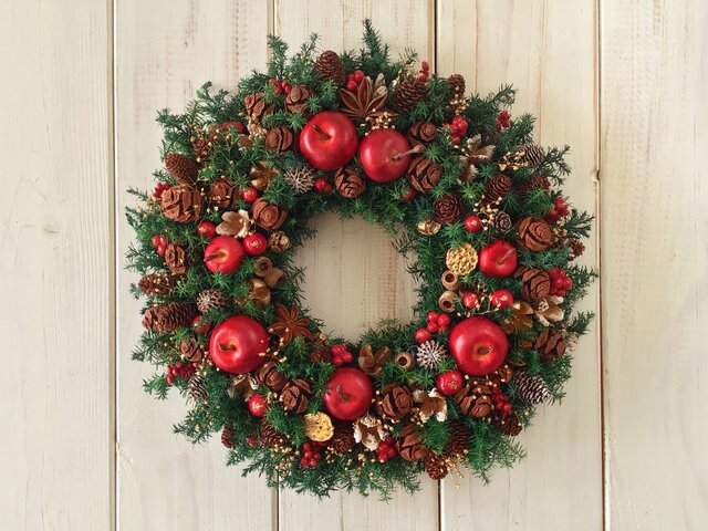 17.クリスマスリース クリスマスリースE(22cm) | iichi 日々の暮らしを心地よくする