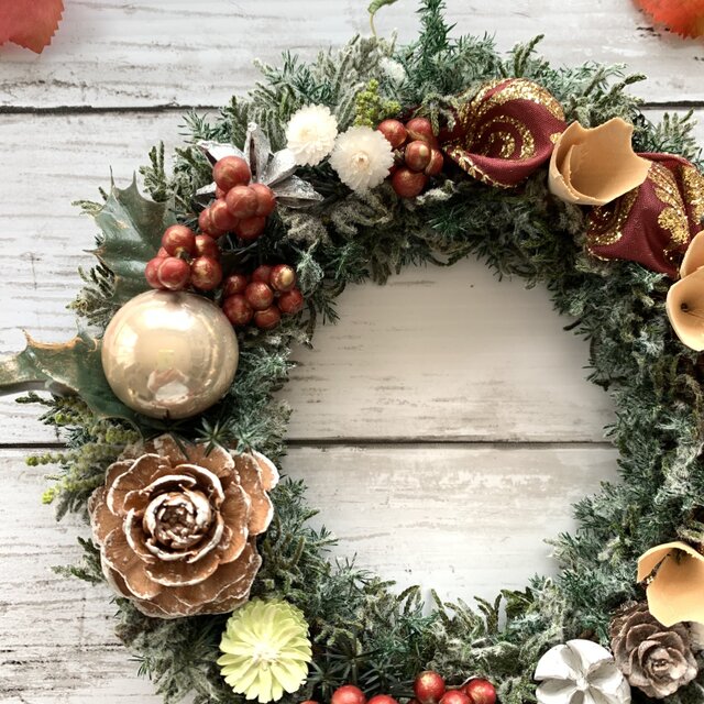 煌めくクリスマス！】キャンディリボンのクリスマスリースNo.3  