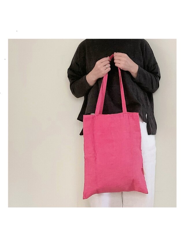 再販   リネンの肩掛けbag 　ピンク B