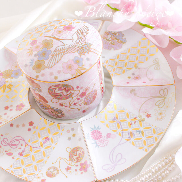 陶器の3段お重〜鶴の舞〜