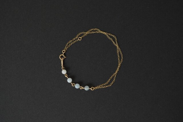 14kgfアクアマリン2連チェーンブレスレット | iichi 日々の暮らしを