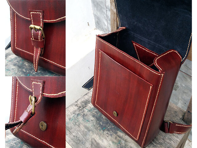 レザーバックパック A4サイズ薄型でビジネスや通勤通学にも・赤茶