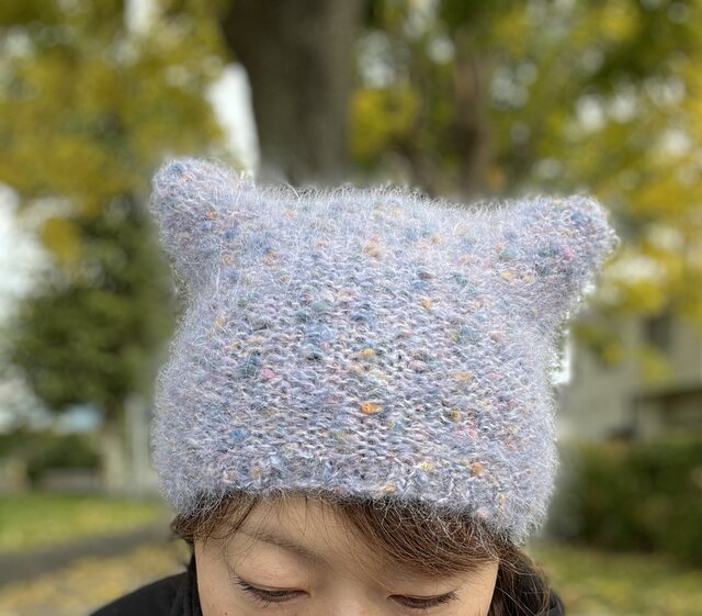猫耳 ニット帽 ハンドメイド 編み物 通販