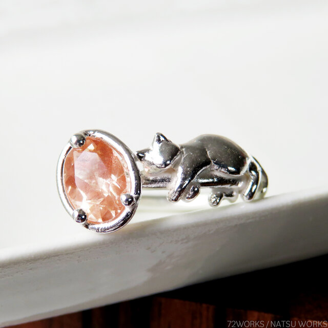 サンストーンと猫 リング / Oregon Sunstone & Cat Ring