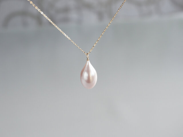 湖水真珠ティアドロップパールネックレスK18YG 色：ピンク | iichi