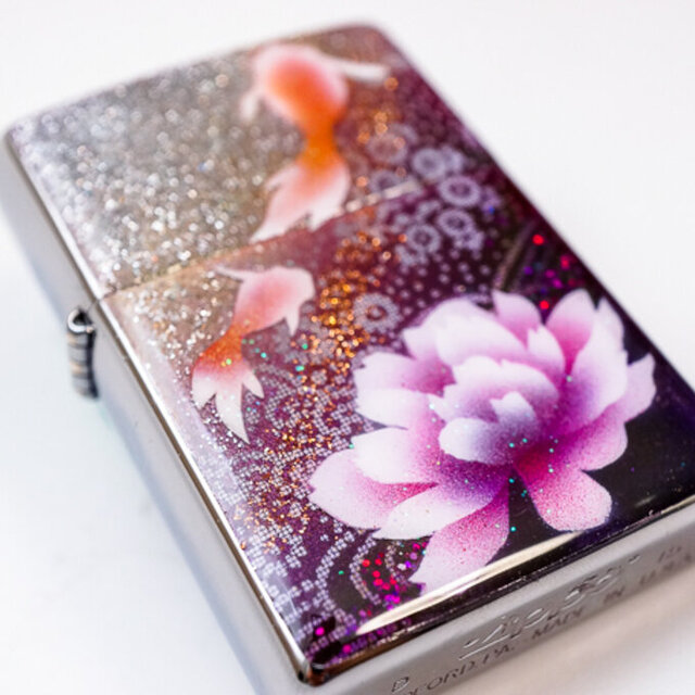 ランキングや新製品 ZIPPO 手描き 金魚と桜 ジッポ ライター 箱付き