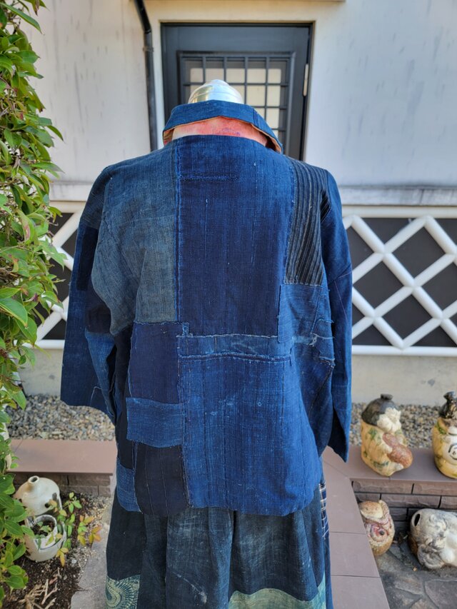着物リメイク 古布 手作り BORO(襤褸)、のぼり リバーシブルジャケット